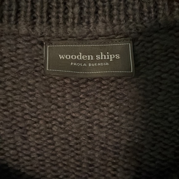 Wooden Ships mohair blend gray crewneck sweater with red lips graphic - Picture 2 of 9